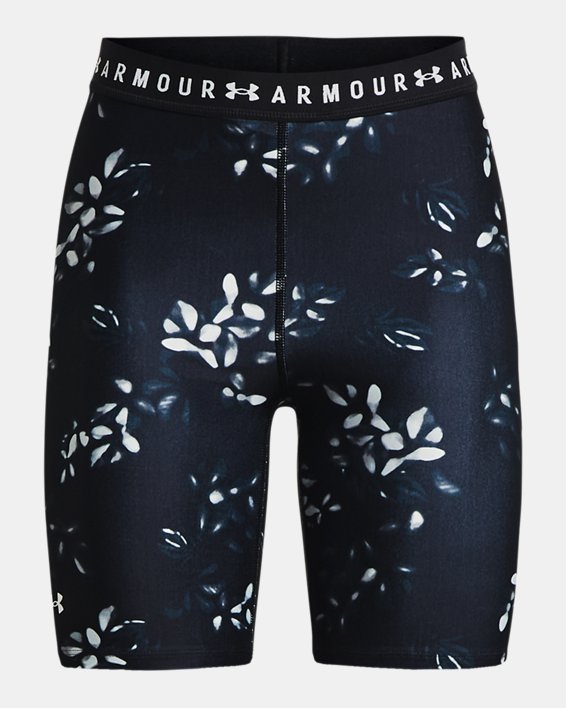Women's HeatGear® Printed Bike Shorts, Black, pdpMainDesktop image number 0